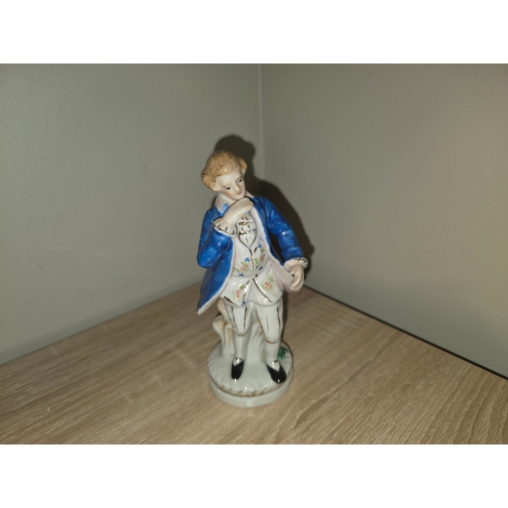 Vintage Made in Occupied Japan Porcelain Colonial Gentleman Figurine Blue Coat